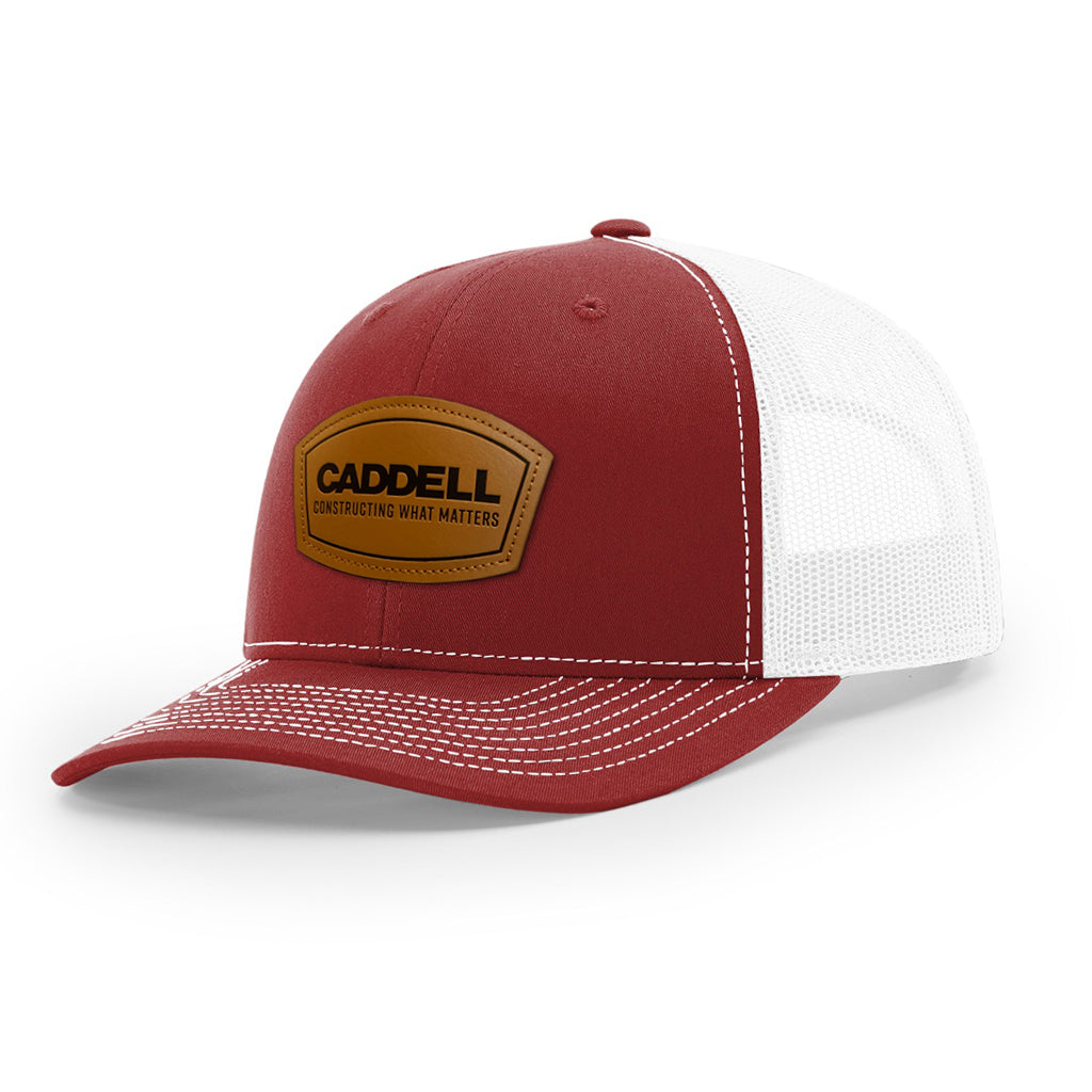 Richardson 112 Trucker w/ Leather Patch: Cardinal/White