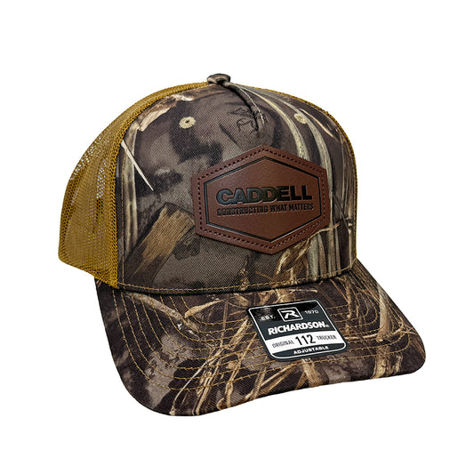 Richardson 112 Printed Five Panel Trucker w/ Leather Patch: Realtree Mx-7/Buck-3
